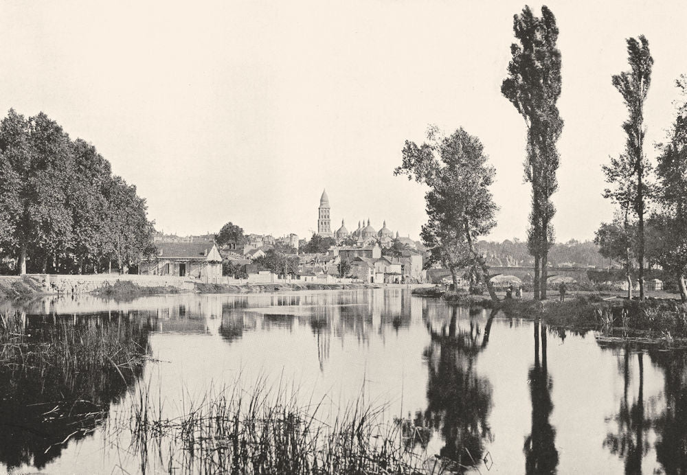 DORDOGNE. Les Bords de L'isle a Périgueux 1900 old antique print picture